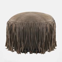 Willow Suede Leather Round Pouf